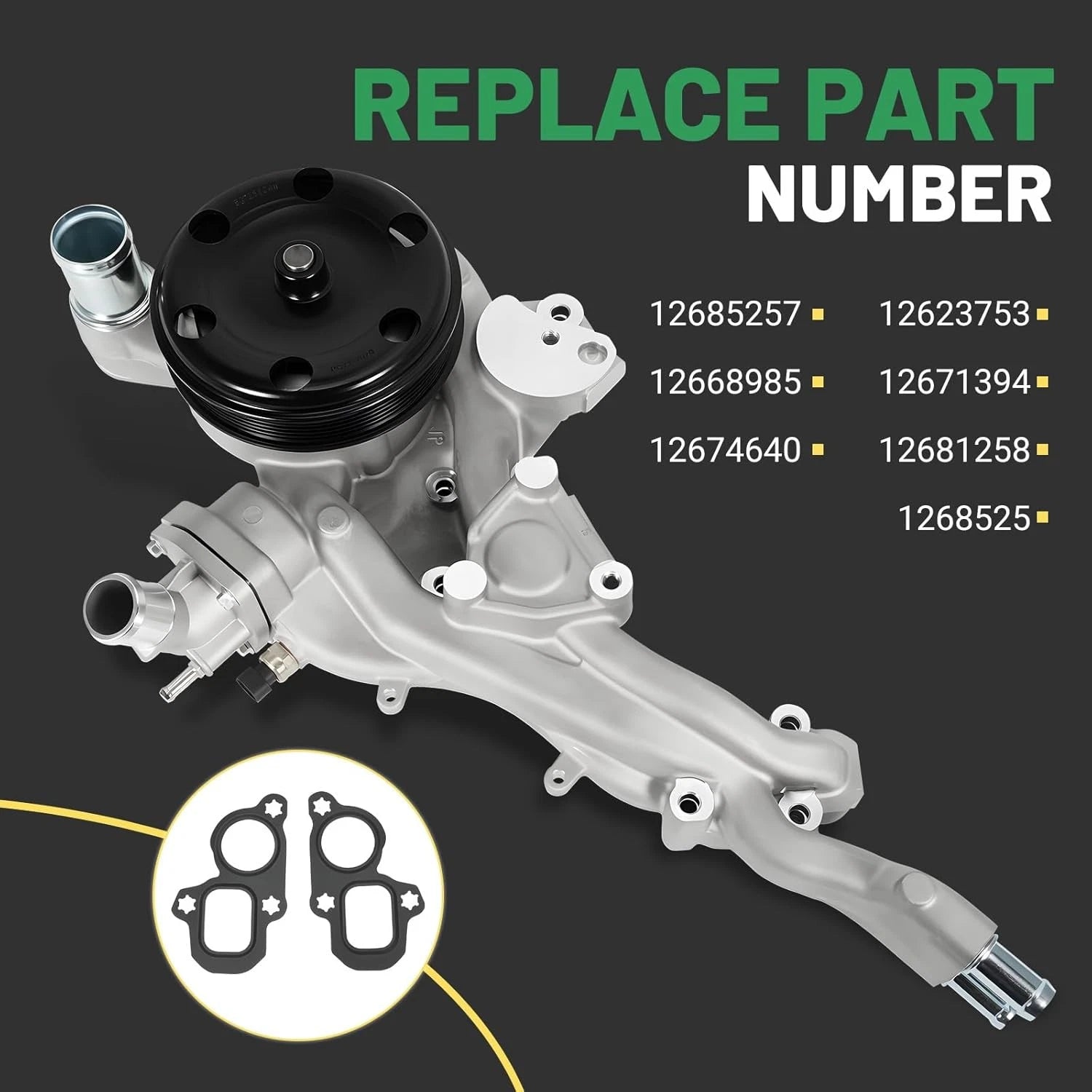 Water Pump with Thermostat for Chevy Silverado 1500 GMC Sierra Cadillac CTS (2014–2020)
