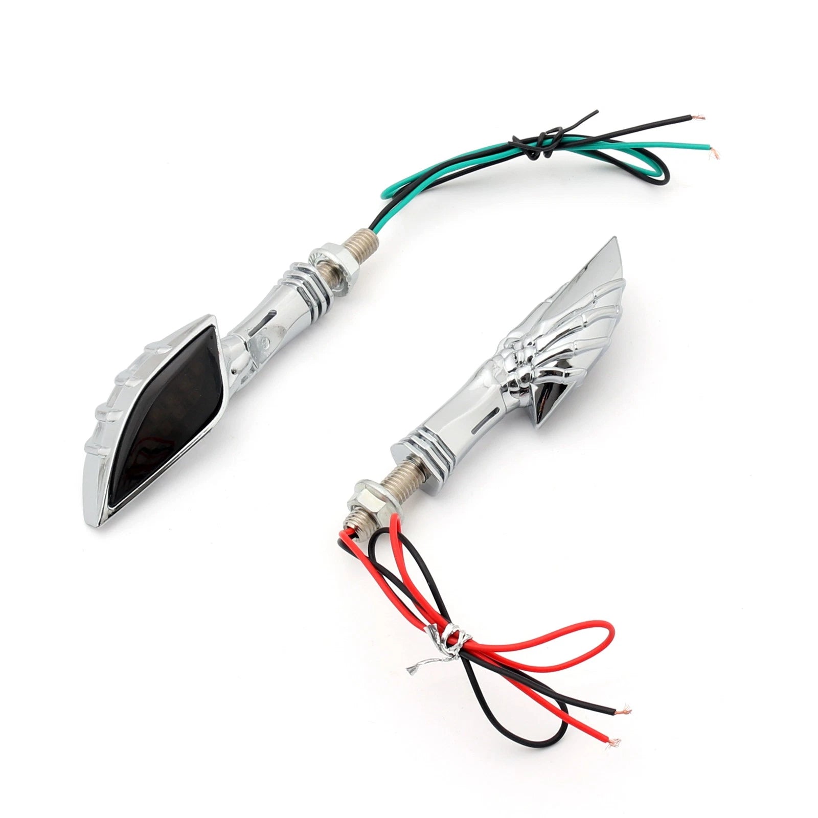 Universal Motorcycle Chrome Skeleton Hand LED Turn Signals