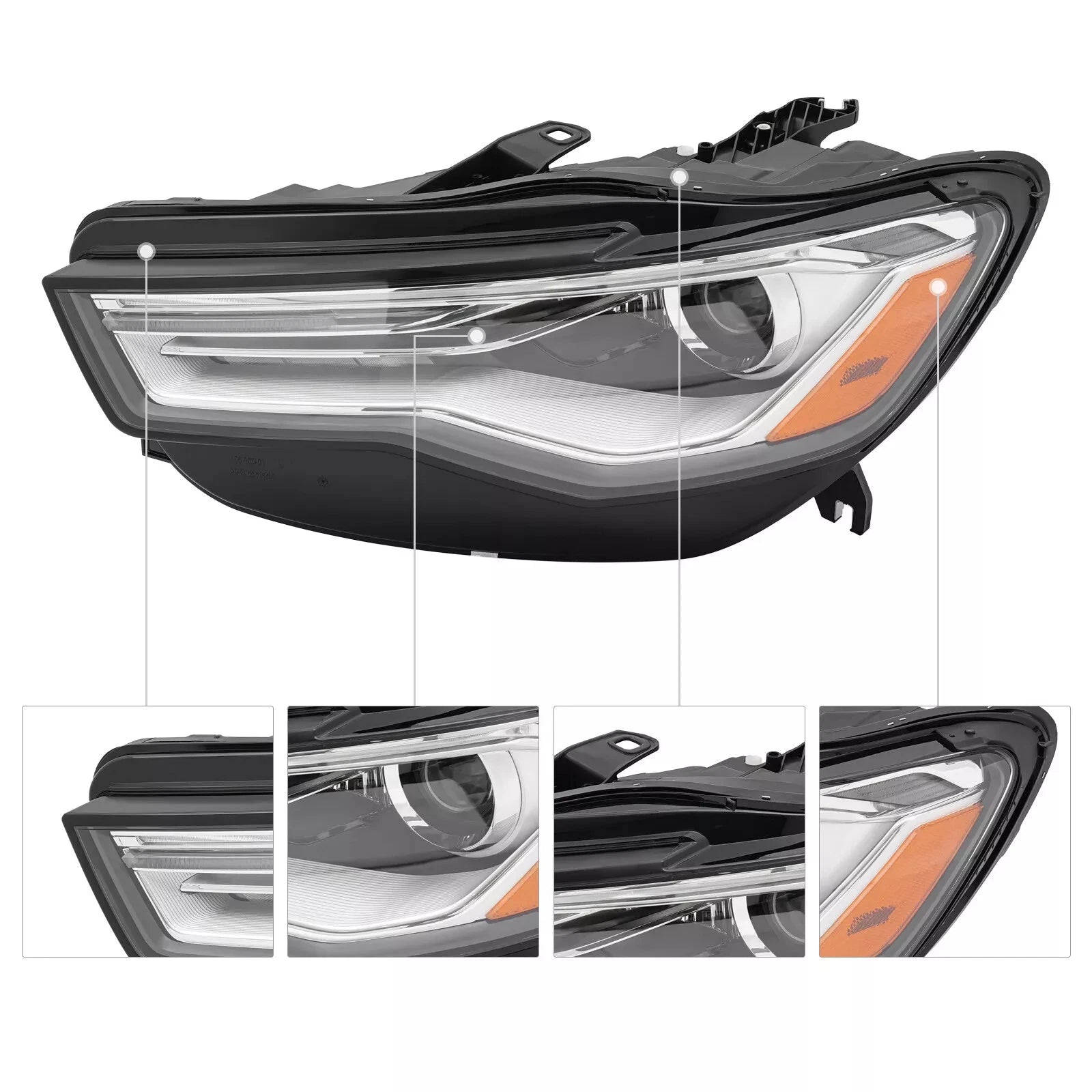 HID Headlight for Audi A6 (2016–2018) Left LH w/Auto Level, No Bulb/Ballast