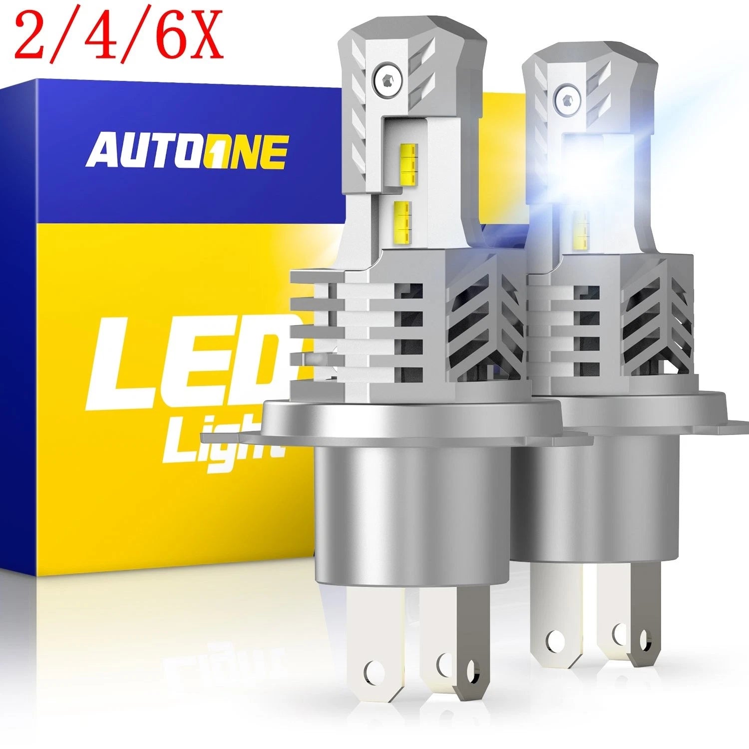 Set of 4 9003 H4 LED Headlight Bulbs for Hi/Lo Beam Conversion
