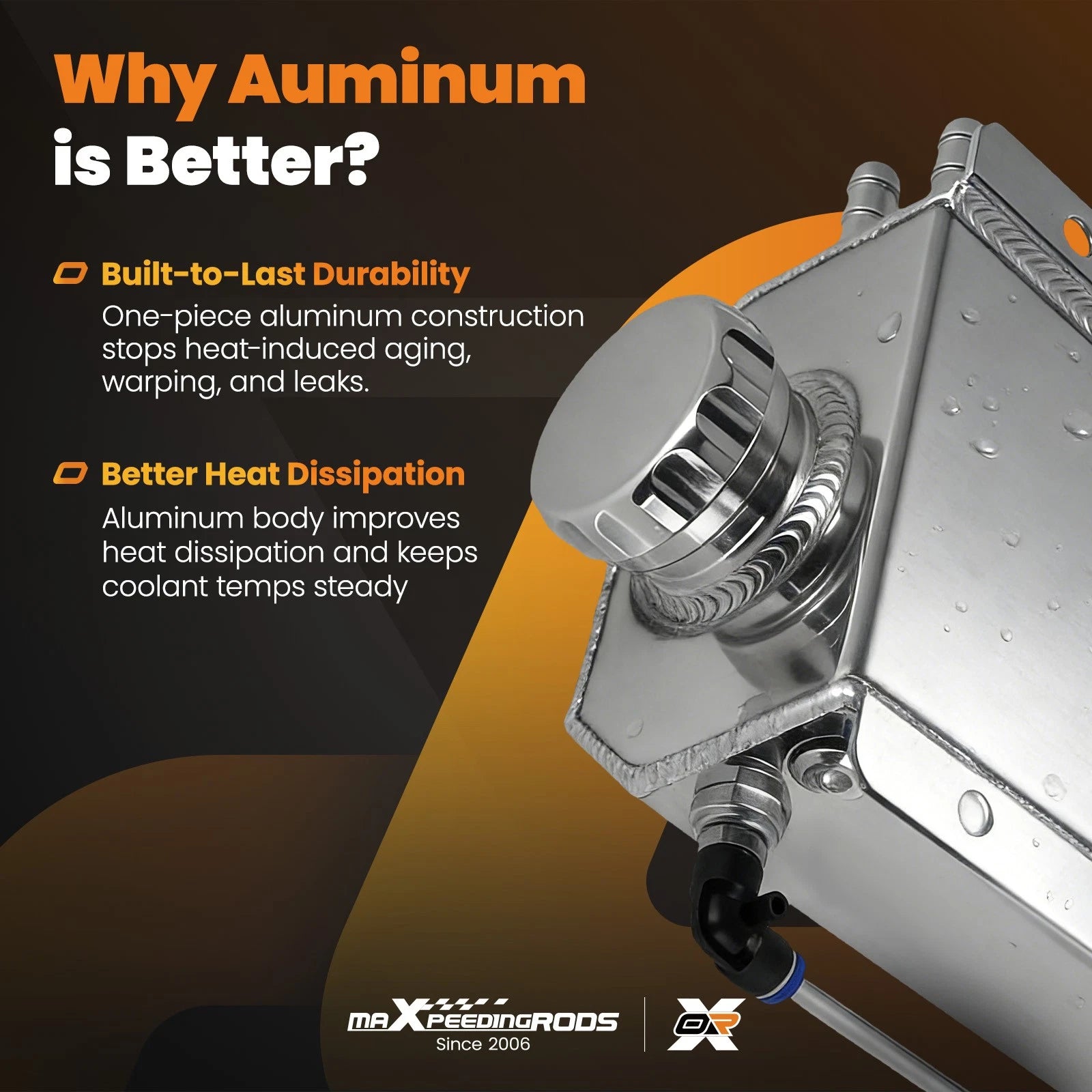 2L Polished Aluminum Coolant Radiator Overflow Tank for