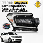 Full LED Headlight Right Side for Ford Expedition (2022–2024) - Chrome Trim