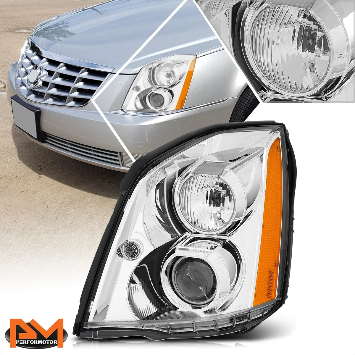 HID Projector Headlight Left Side for Cadillac DTS (2006–2011) Chrome