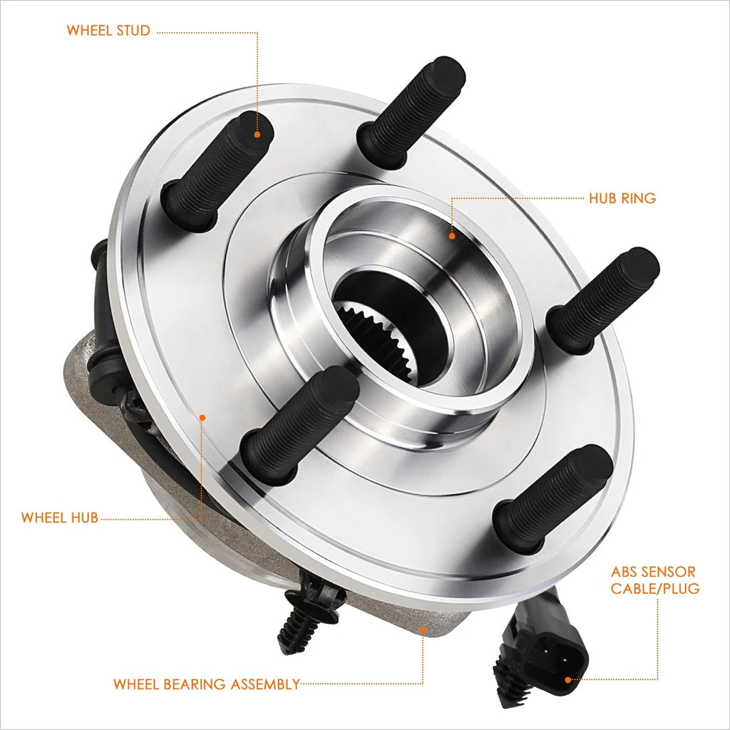 Front Wheel Hub Bearing Assembly for Jeep Wrangler JK (2011–2018) w/ ABS Sensor, Studs