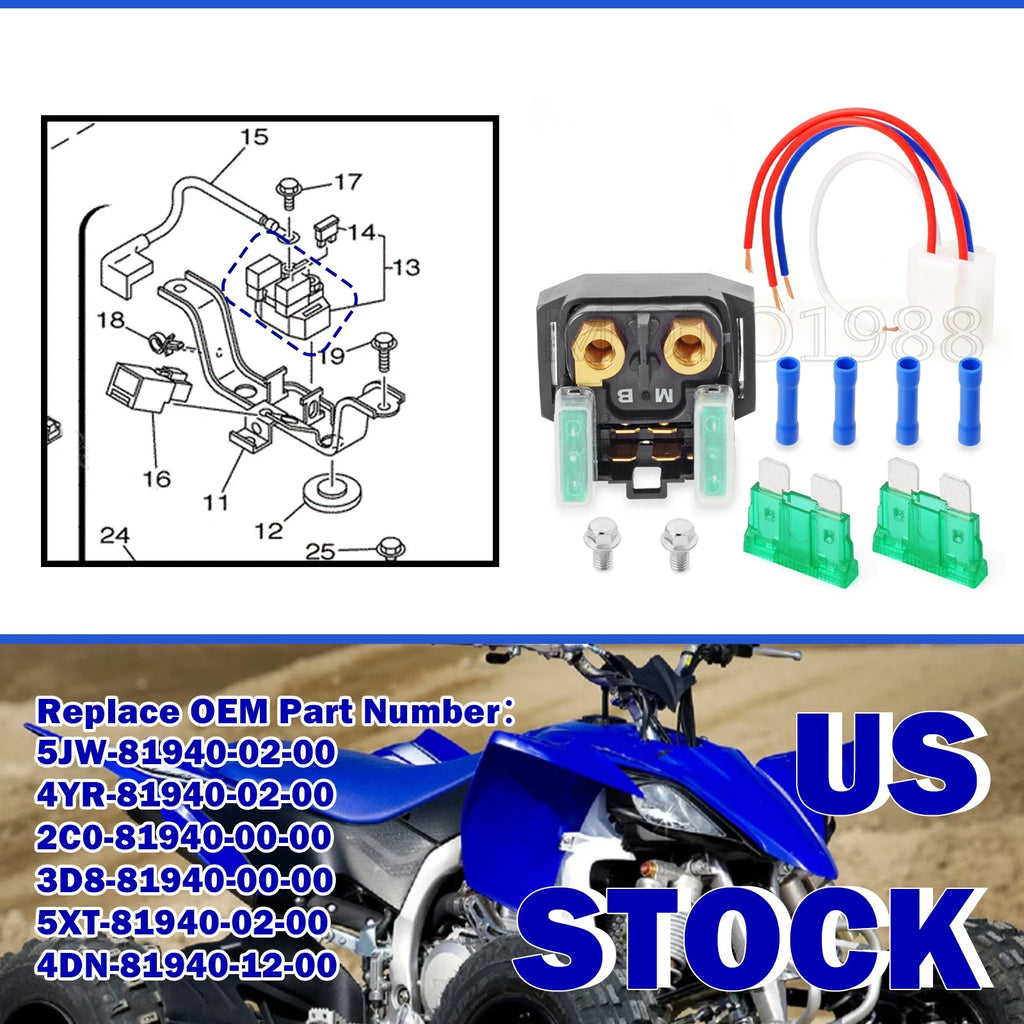 Starter Solenoid Relay Plug for Yamaha XV1700, FJR1300, XVS1300, V-Star (2001–2018)