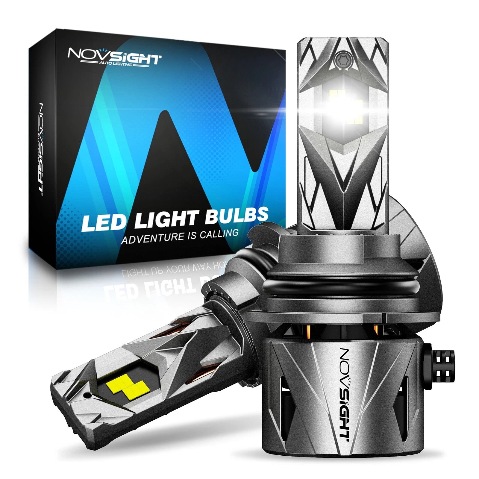 2X 9007 LED Headlight Bulbs for NOVSIGHT (40000LM, 6500K, IP68)