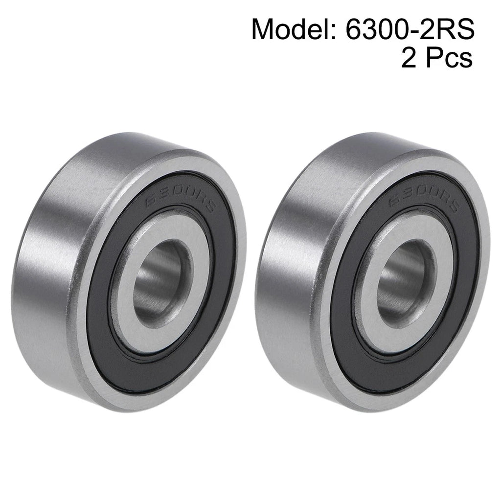Set of 2 Deep Groove Ball Bearings 10x35x11mm Z2 6300-2RS Chrome Steel