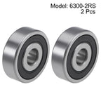 Set of 2 Deep Groove Ball Bearings 10x35x11mm Z2 6300-2RS Chrome Steel