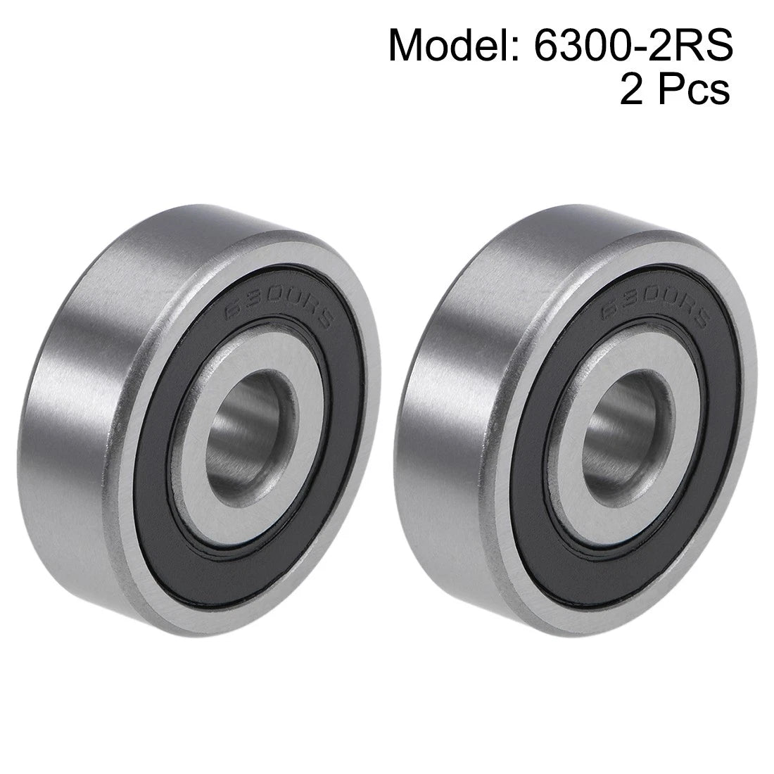 Set of 2 Deep Groove Ball Bearings 10x35x11mm Z2 6300-2RS Chrome Steel