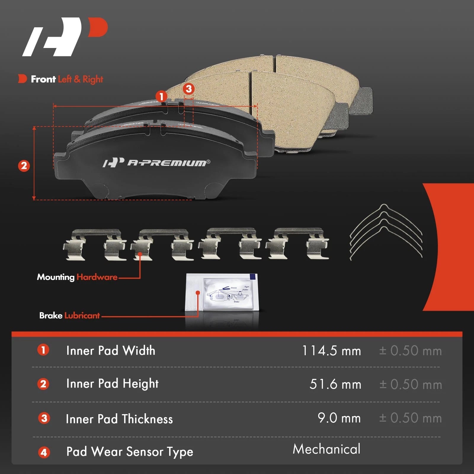Set of 4 Front Ceramic Brake Pads for Honda Fit CR-Z (2009–2020)
