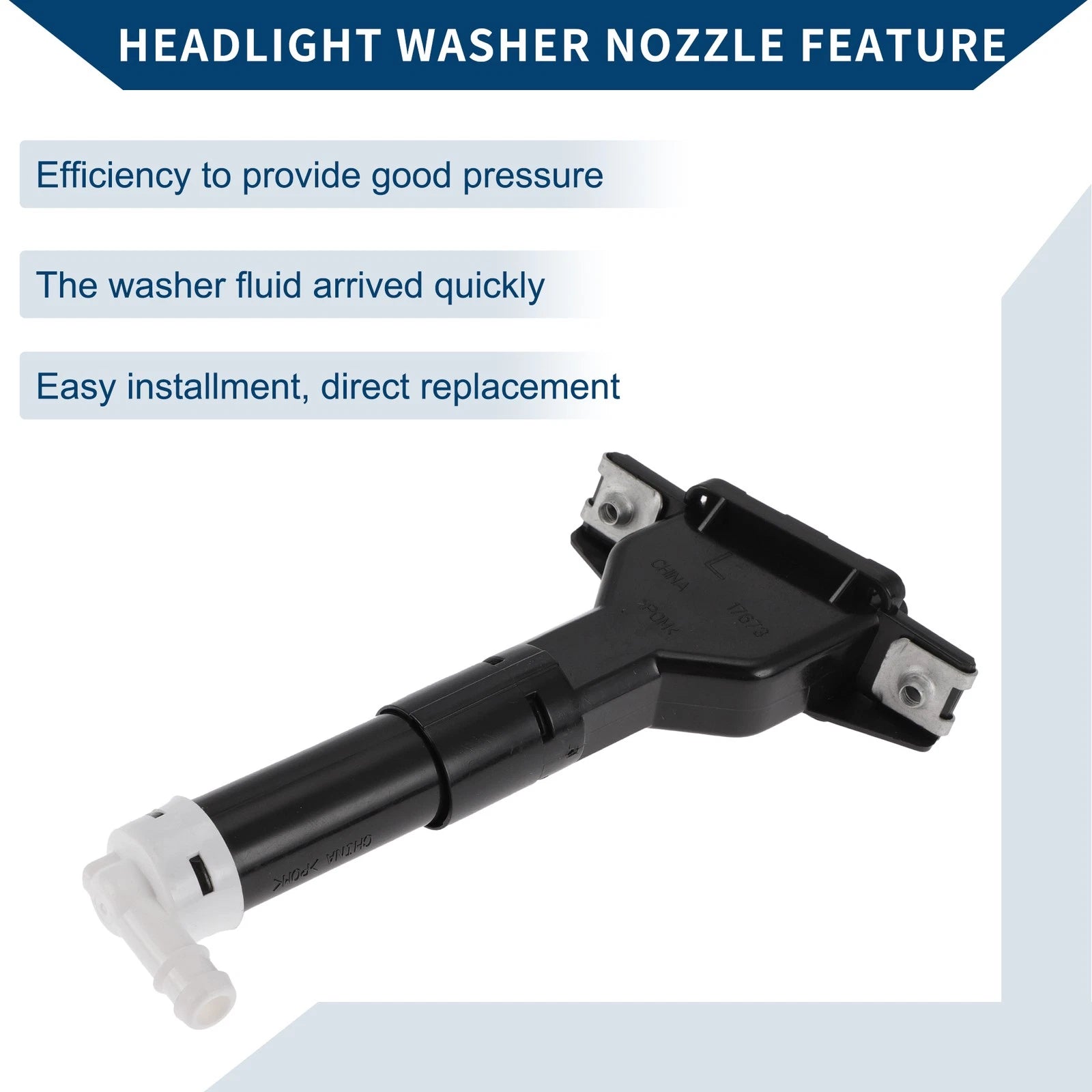 Front Driver Side Headlight Washer Nozzle for Honda Civic (2005–2011) 1pc Black