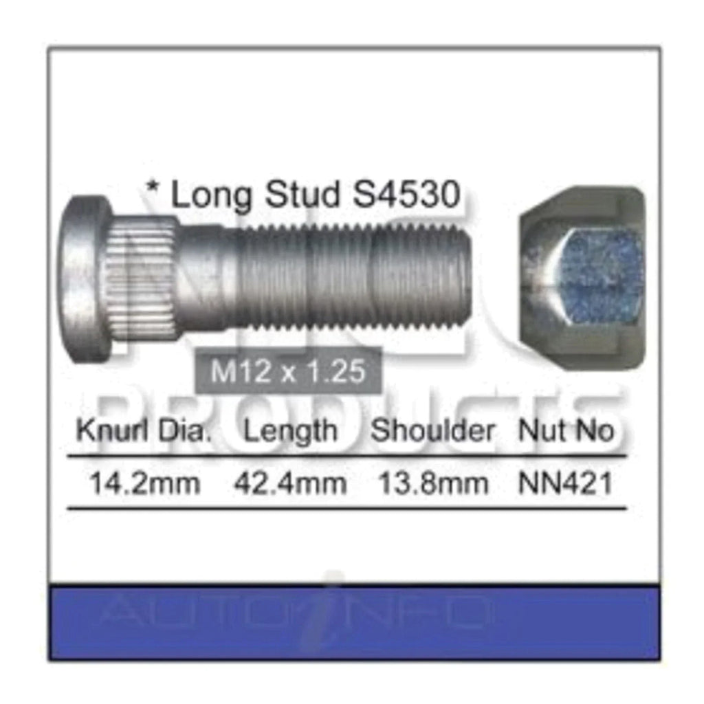 Front Wheel Stud & Nut for Nissan Serena C23 SR20DE 2.0L (1992 - 1995)