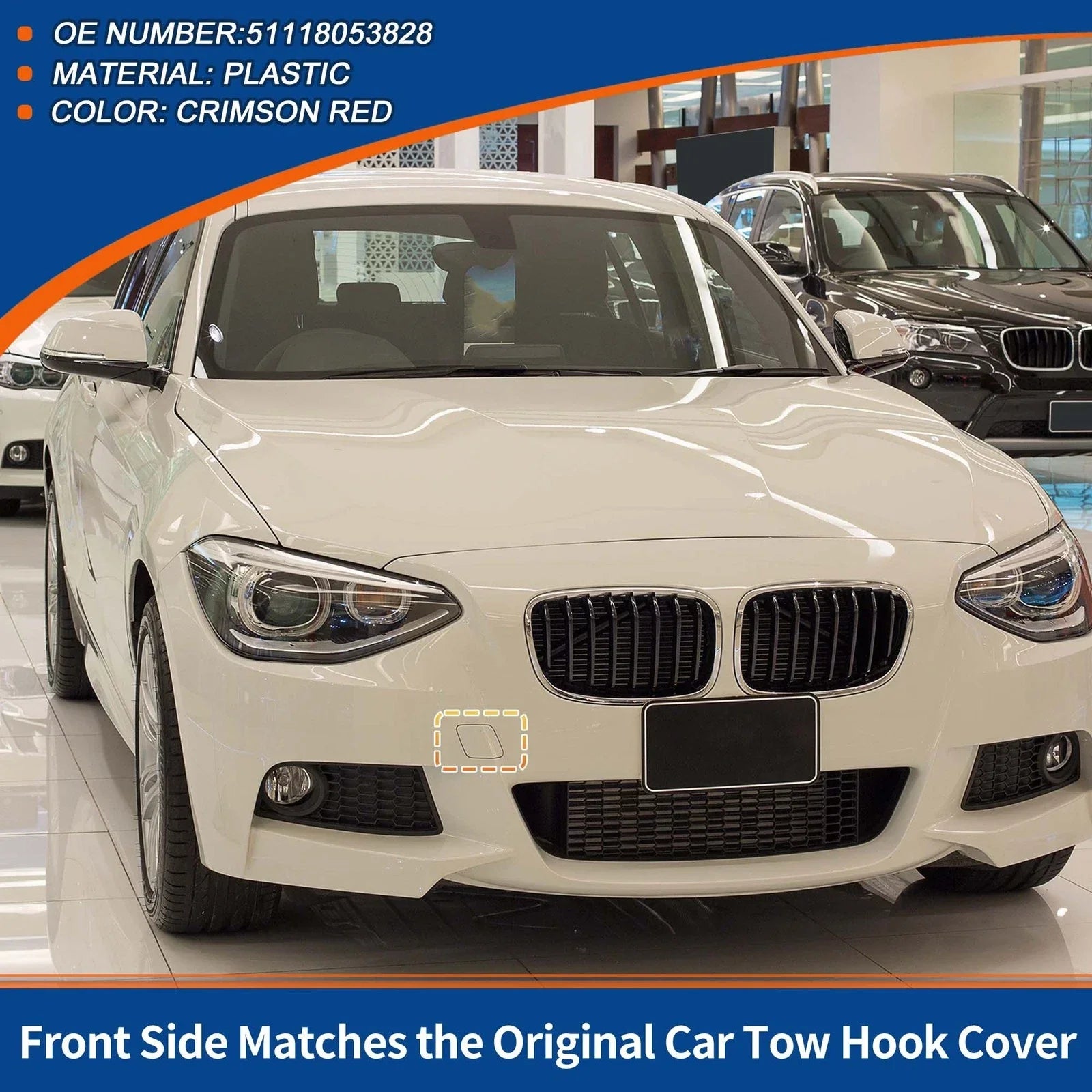 Front Tow Hook Cover for BMW 114i (2012-2014) Crimson Red