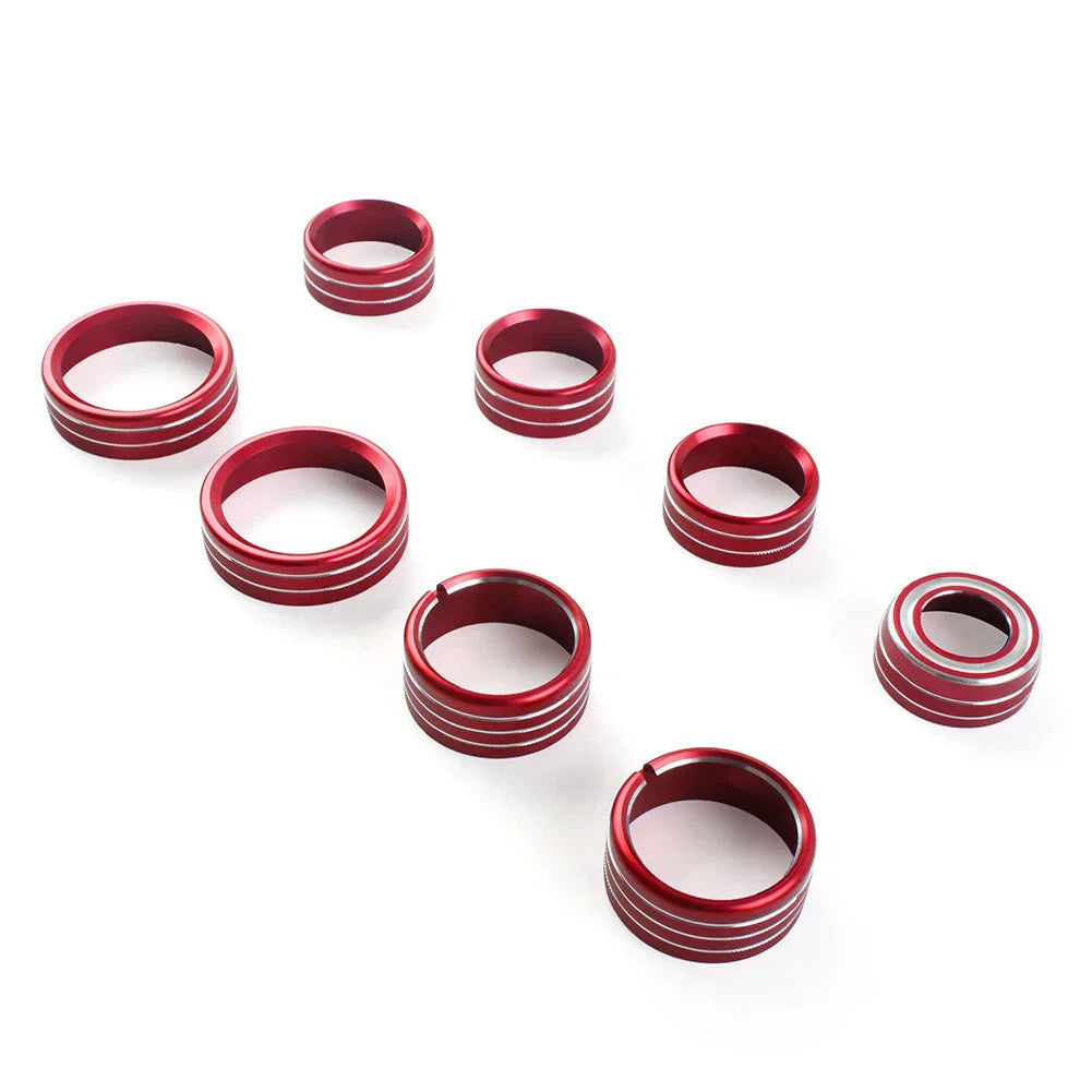 8x Air Conditioner Switch Knob Trim Red for Chevrolet Silverado (2014-2018)