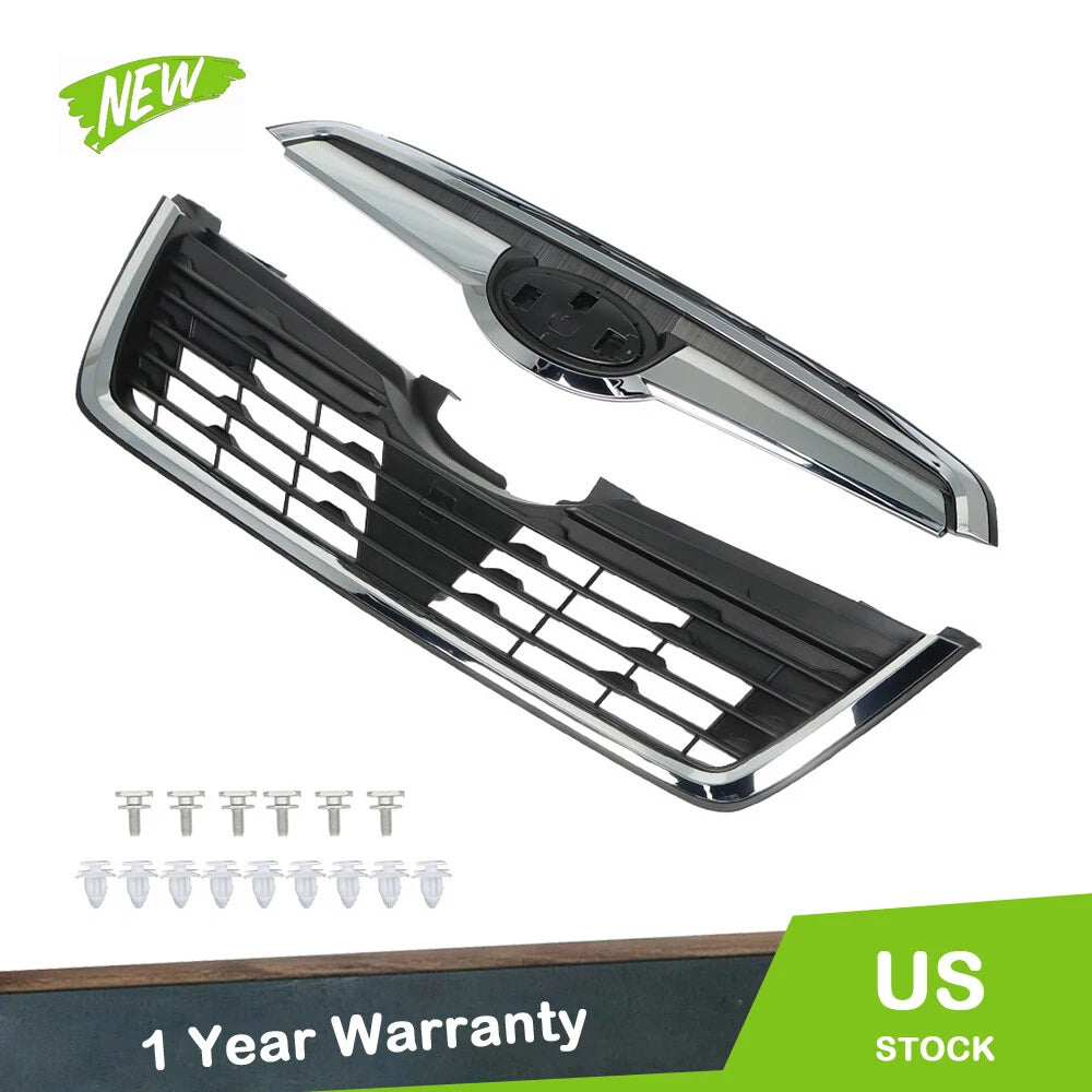 Front Upper Grille Replacement Set for Subaru Forester (2019–2021) Black Chrome