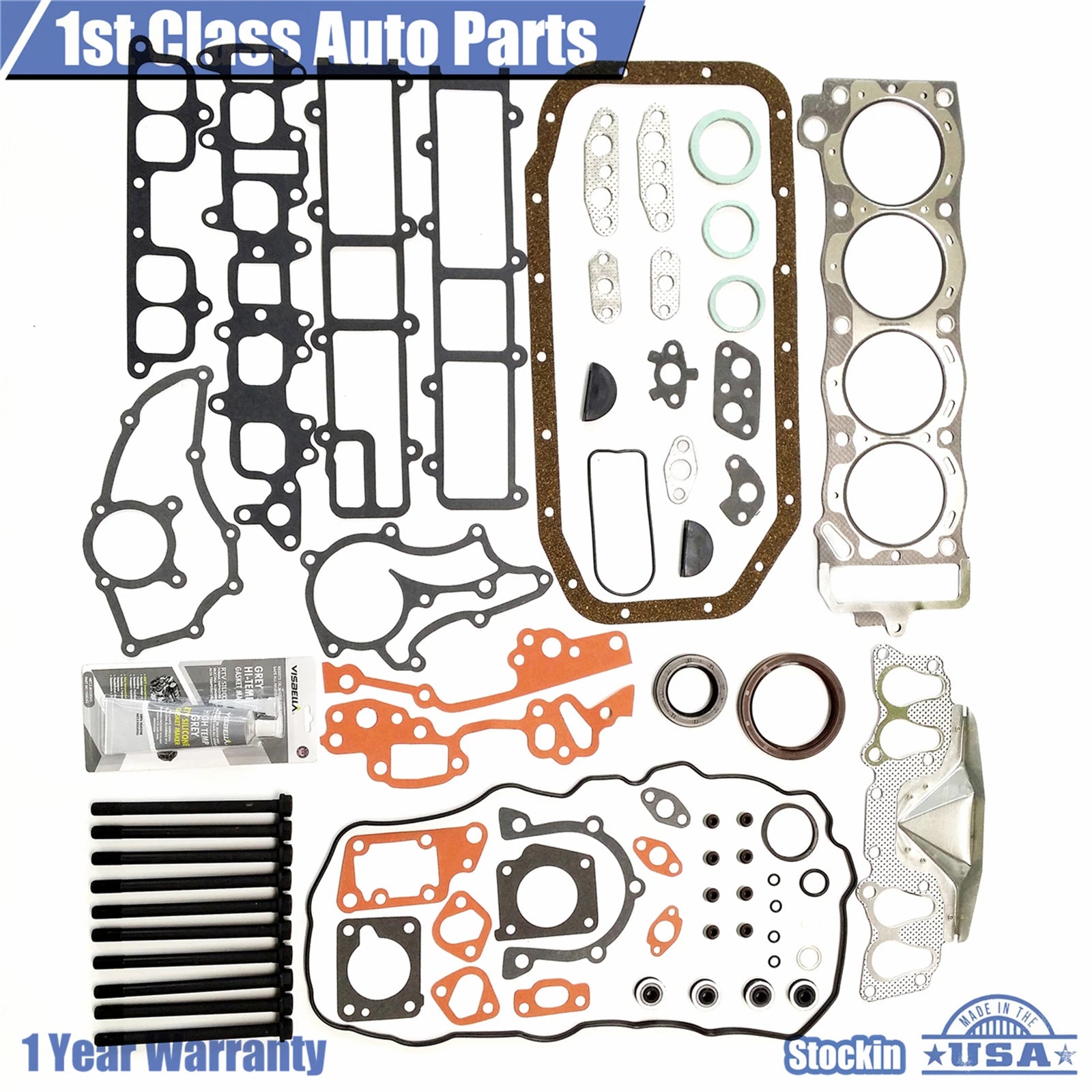 Engine Head Gasket Set with 10 Bolts for Toyota 22R 22RE (1975–1995)