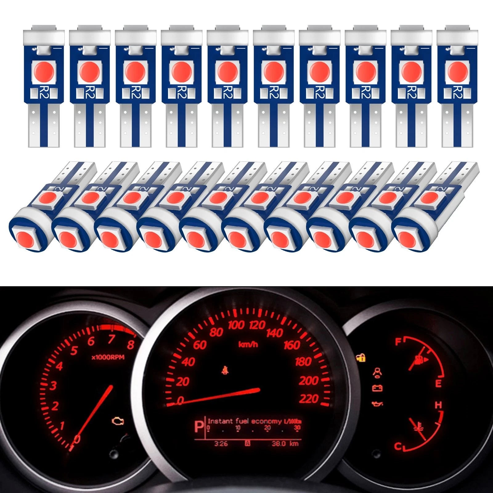 20X T5 74 3030-3SMD LED Speedometer Gauge Light for Universal