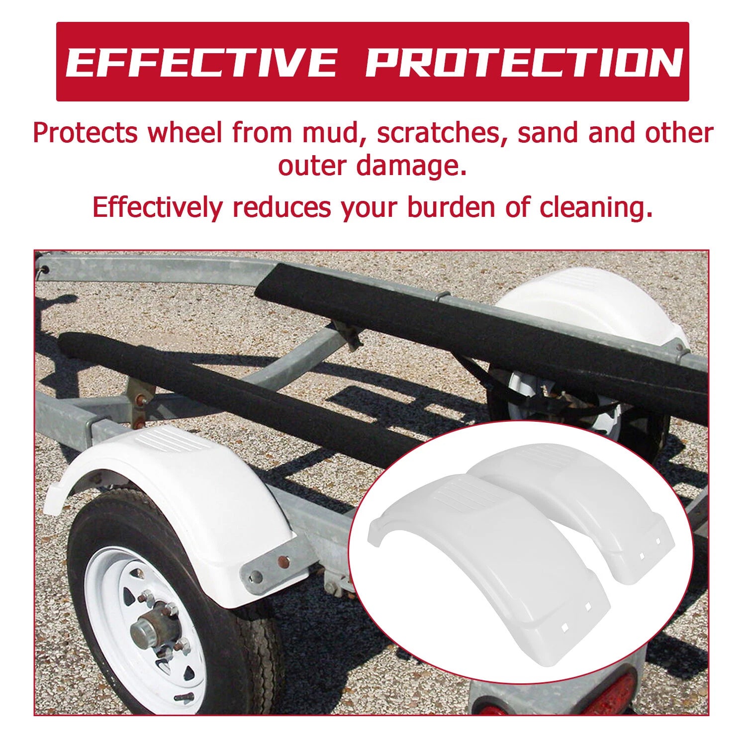 Pair of Trailer Fenders for Single-Axle (8"-12" Wheels)
