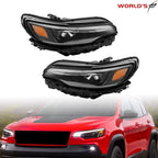 Pair Projector LED Headlights for Jeep Cherokee (2019–2023)