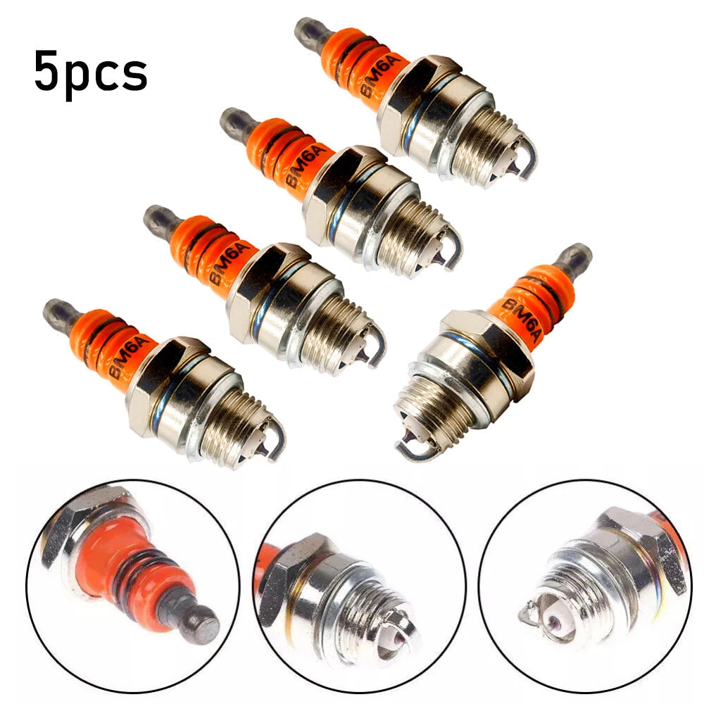 5Pcs BM6A Ceramic Spark Plug for Chainsaw Lawnmower (M7/L7T/CJ8/1560)