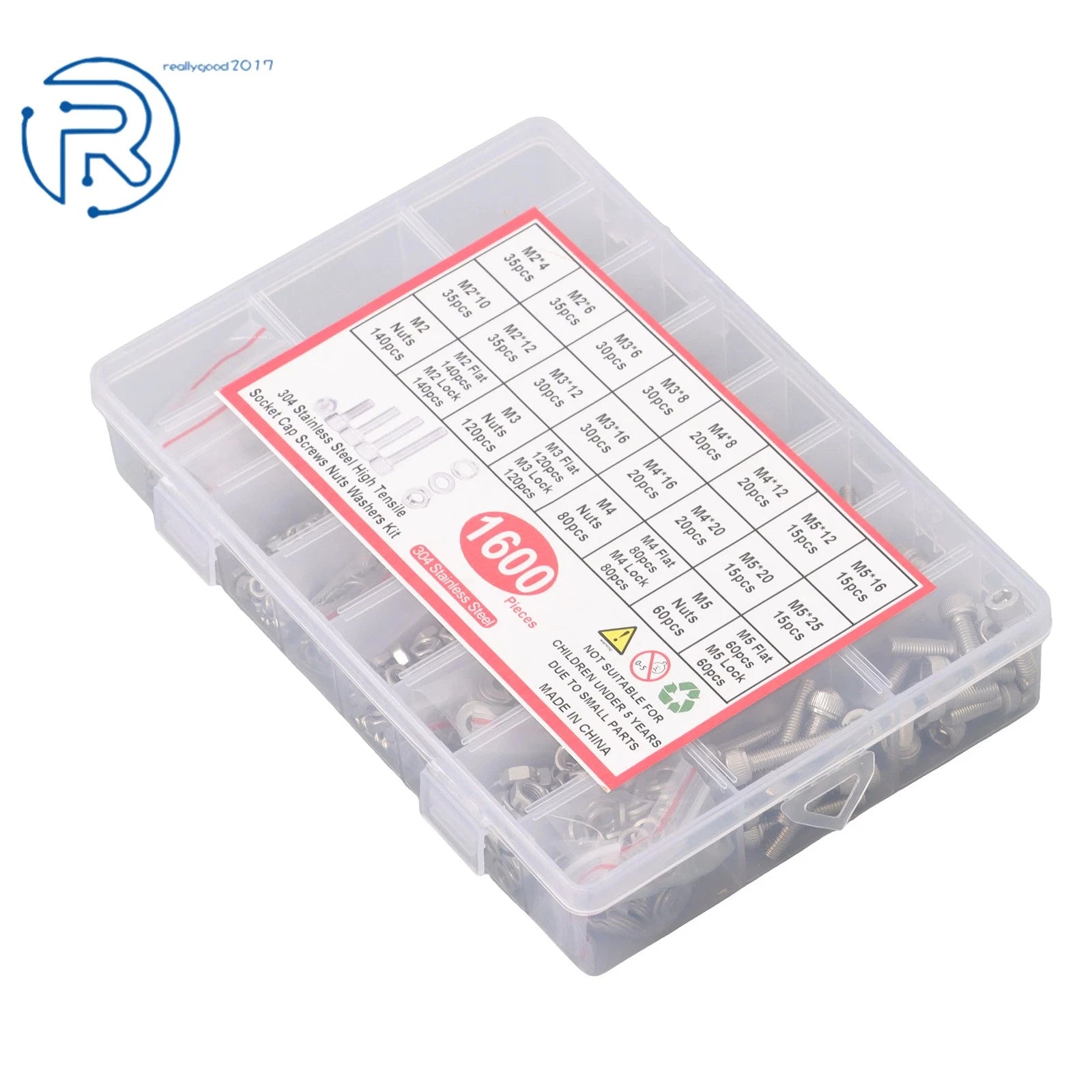 Set of 16 Metric Screw and Bolt Kits for M2 M3 M4 M5