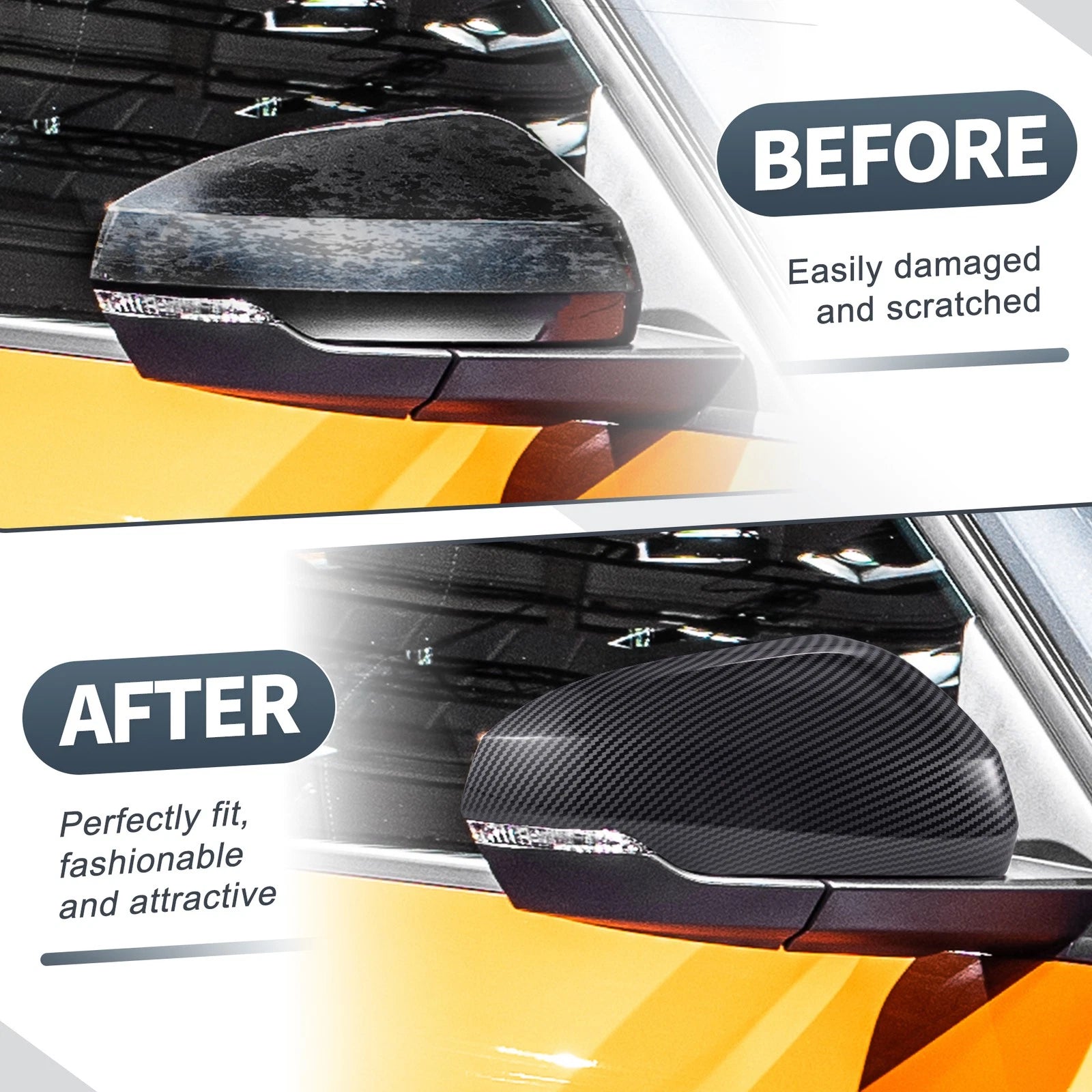 1 Pair Rearview Mirror Cover Cap Black Carbon Fiber for Audi A1 (2018–2023)