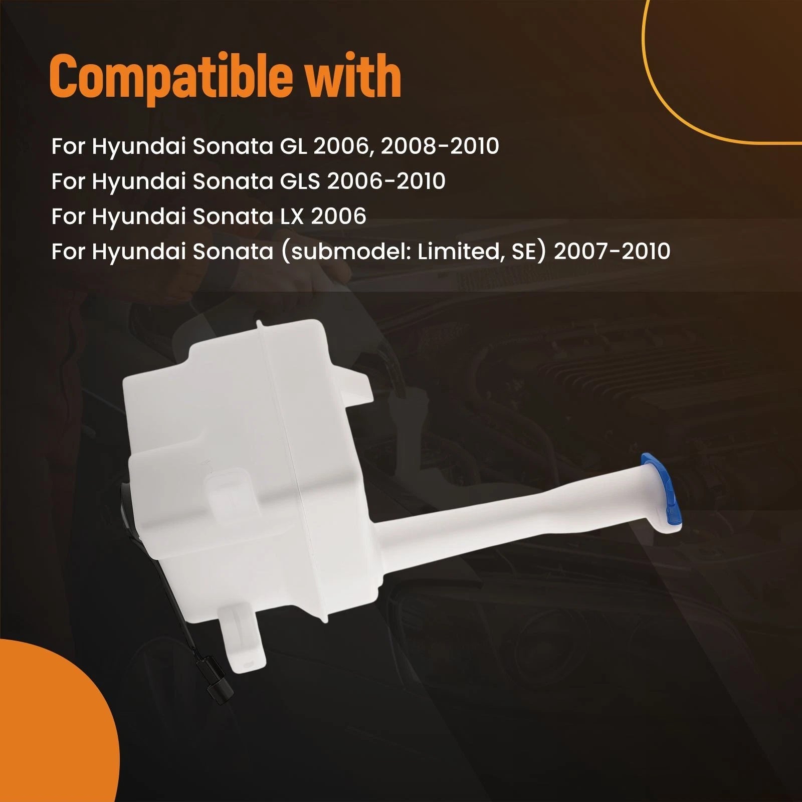Front Washer Fluid Reservoir for Hyundai Sonata (2006–2010) 986203K100-PFM