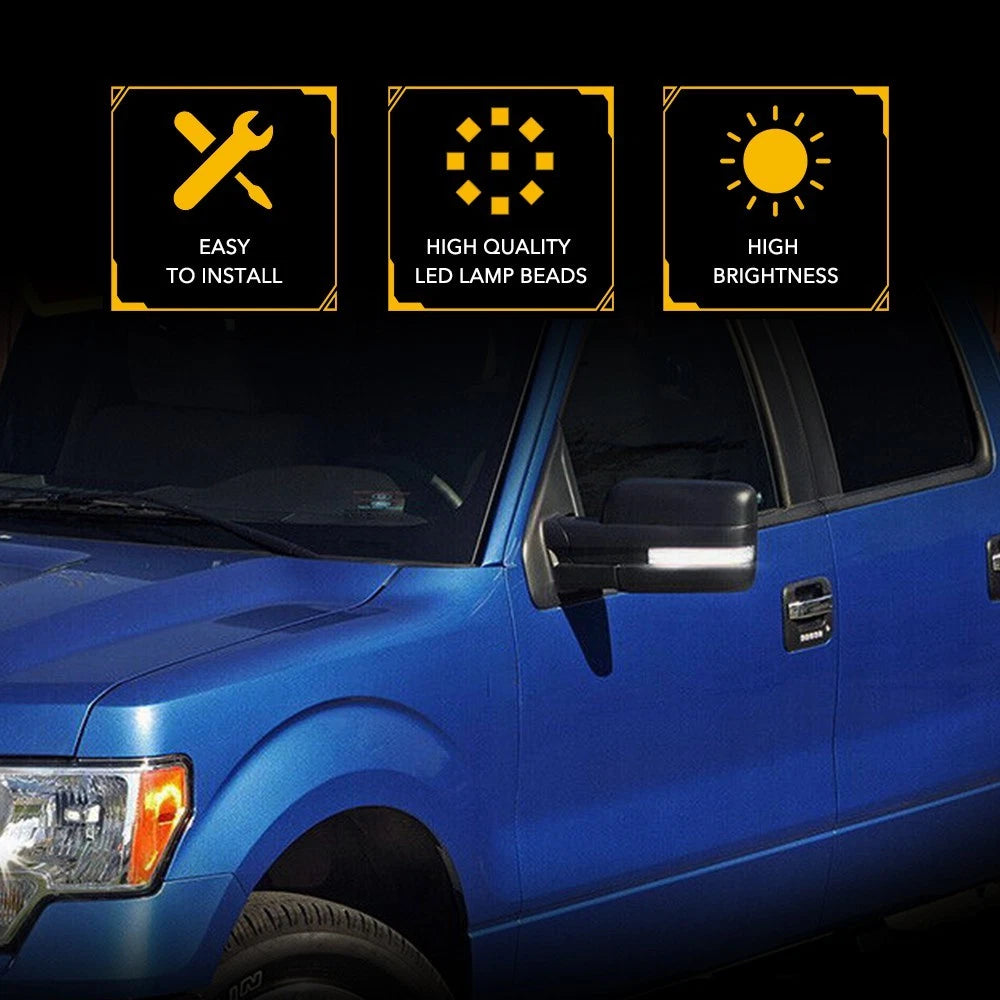 2X White LED Mirror Lights for Ford F150 SVT Raptor (2009–2014)