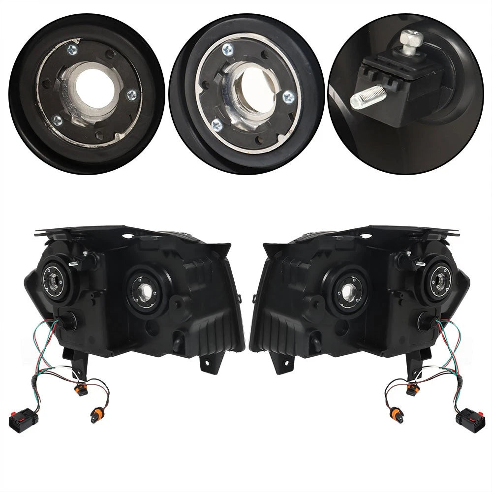 Set of 2 Chrome Headlights for Jeep Grand Cherokee (2008–2010)