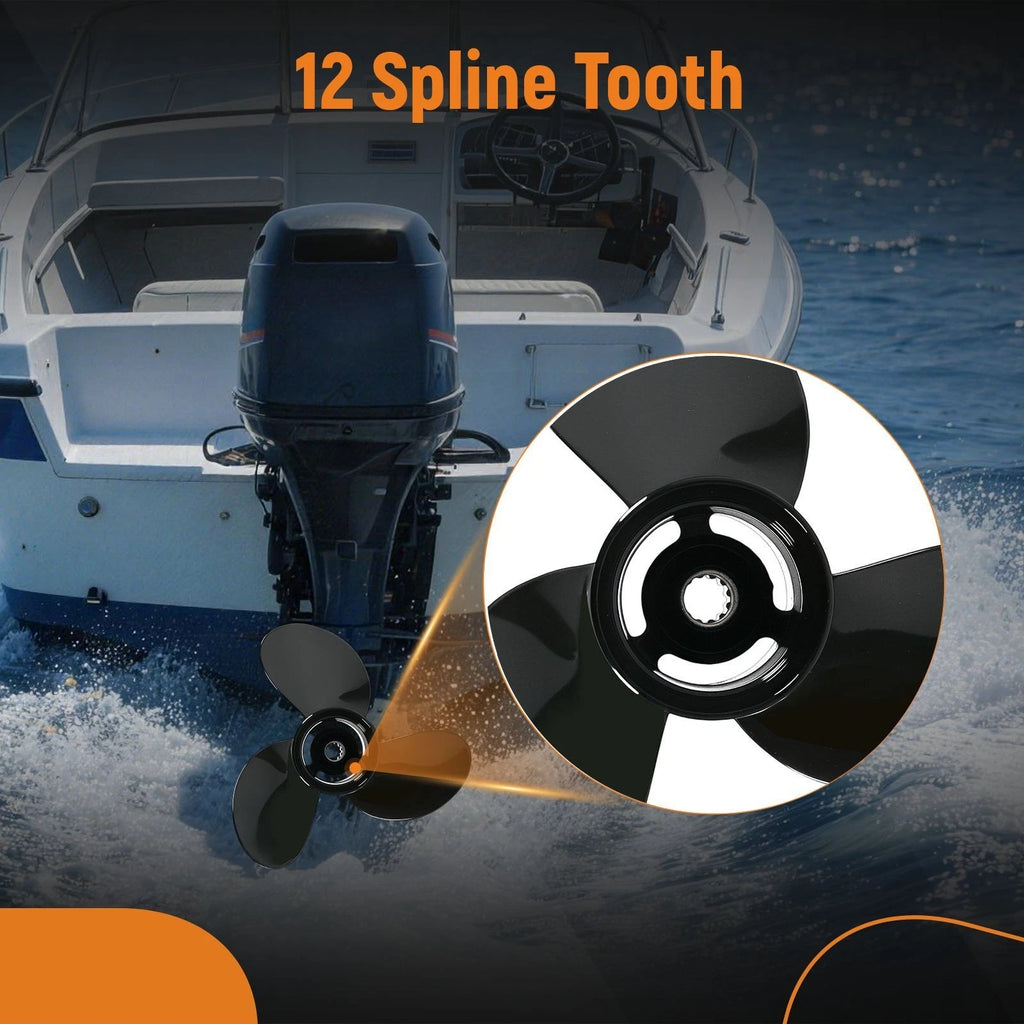 3 Blade RH Boat Propeller for Mercury Tohatsu 8-9.9HP (12 Spline, 3B2B64515-1)