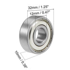 Set of 2 Deep Groove Ball Bearings 6201ZZ  