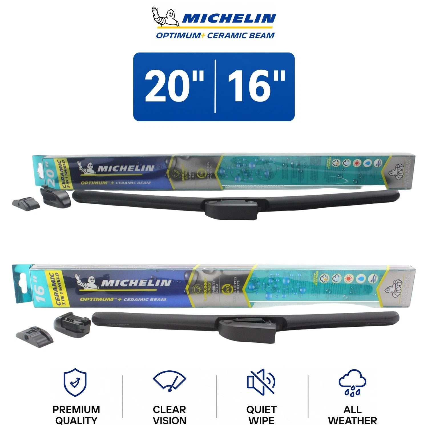 Set of 2 Michelin Optimum+ Ceramic Beam Wiper Blades for Mercedes-Benz (1976)