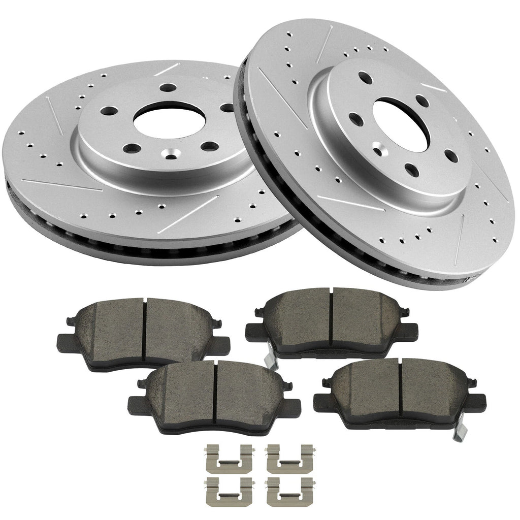 Front Brake Ceramic Pads & Drilled Rotors for Chevrolet Volt (2016–2019)