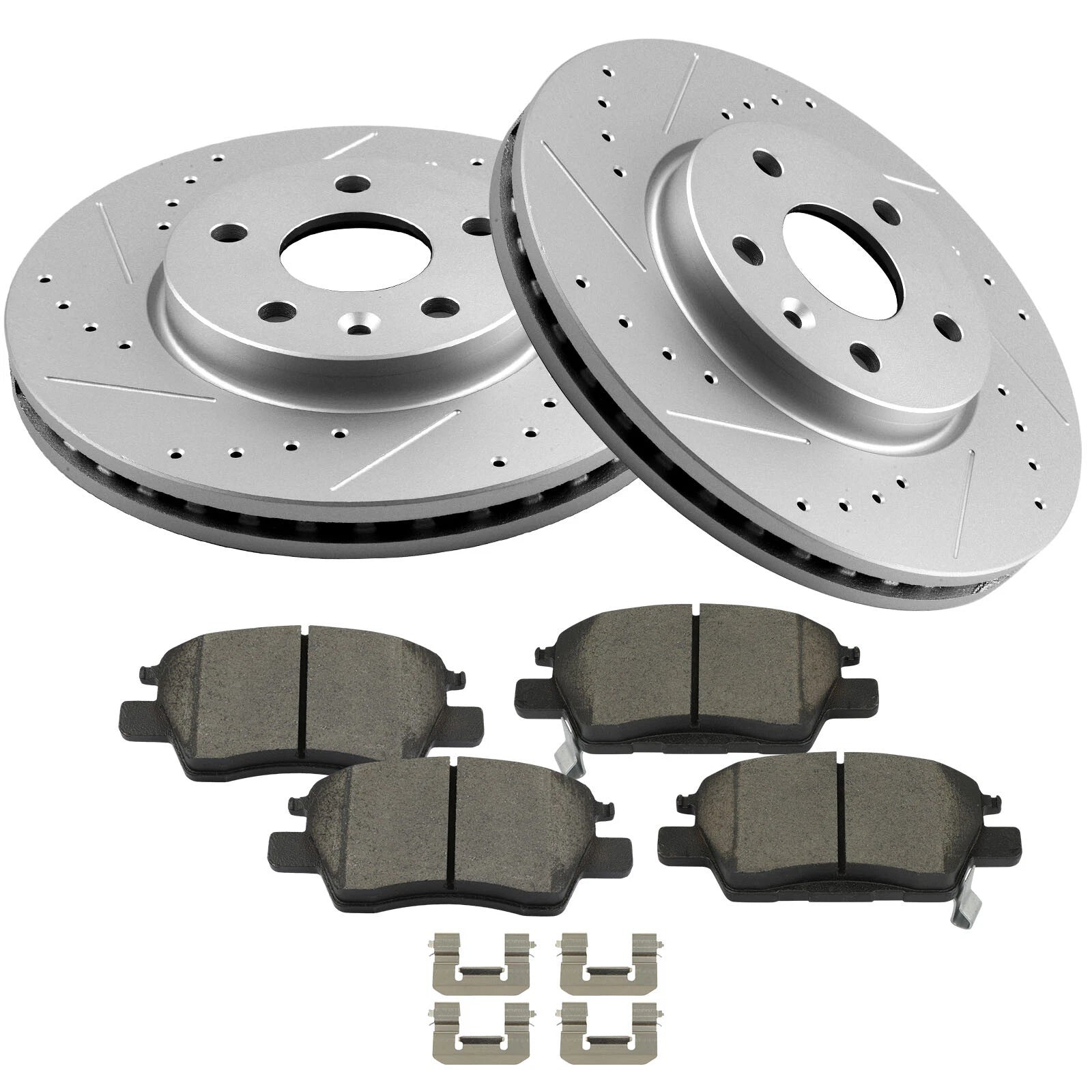 Front Brake Ceramic Pads & Drilled Rotors for Chevrolet Volt (2016–2019)