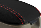 Leather Console Lid Armrest Cover for Hyundai Elantra (2001–2006) Red Stitch