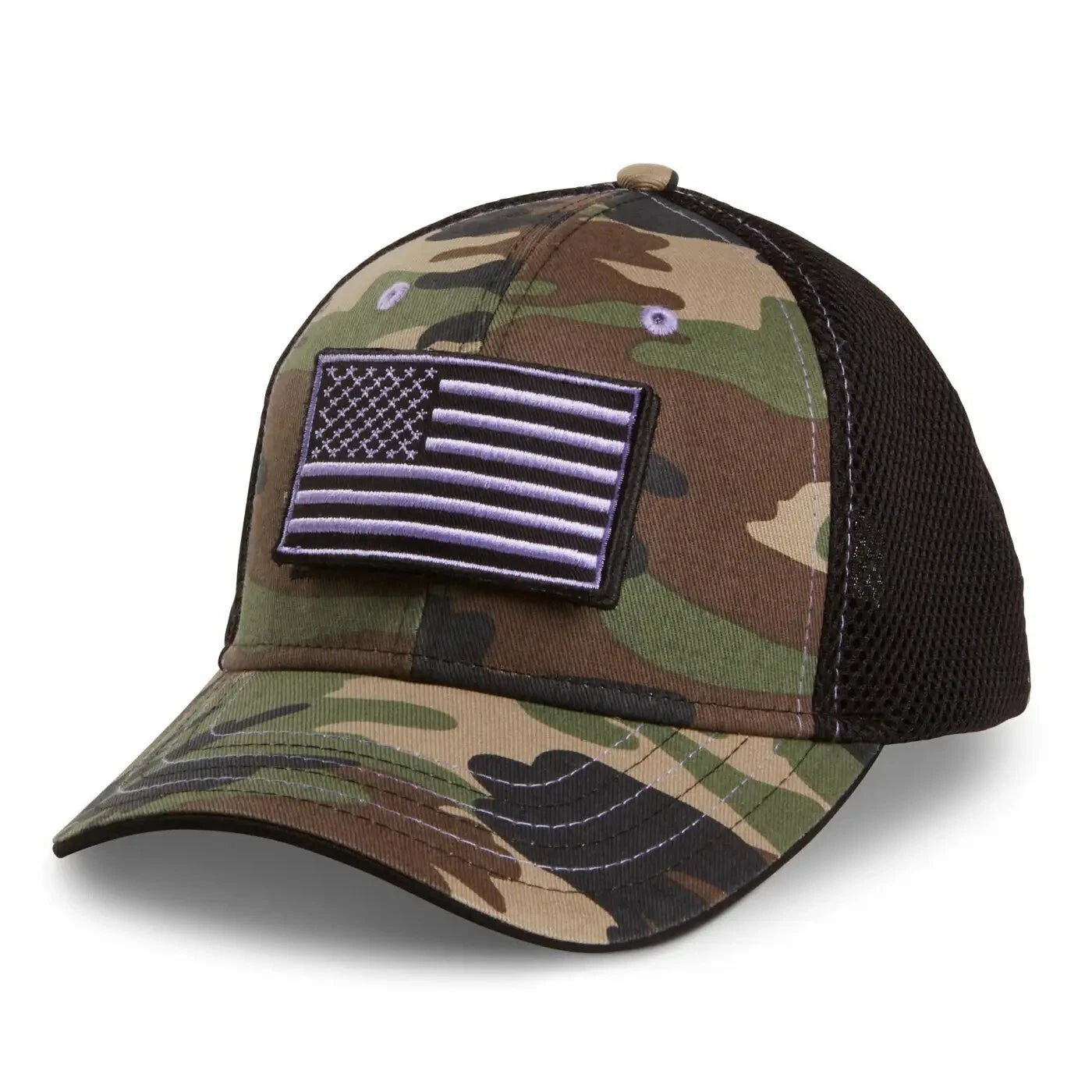 Camo Mesh Cap with Removable Flag Patch for Kenworth Trucks