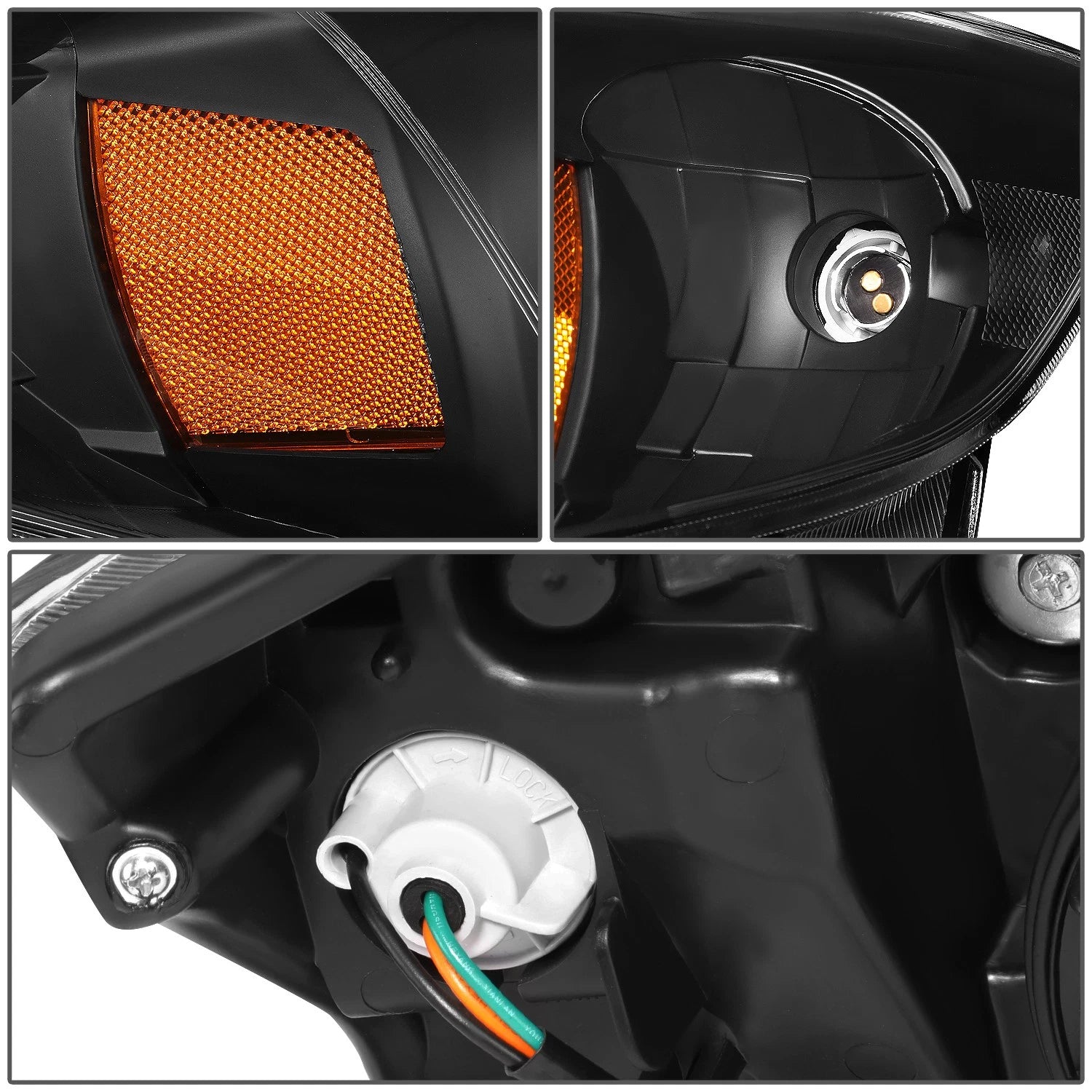 Projector Headlight Lamps for Subaru Impreza (2008–2011) Black/Amber