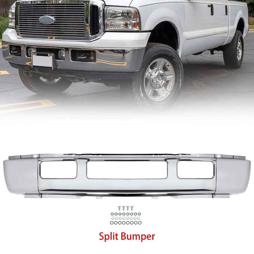 Chrome Steel Front Bumper for Ford F-250 F-350 Super Duty Excursion (2005–2007)