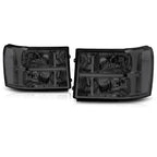Headlights for GMC Sierra 1500-3500 (2007–2014) Smoked Housing Clear Corner