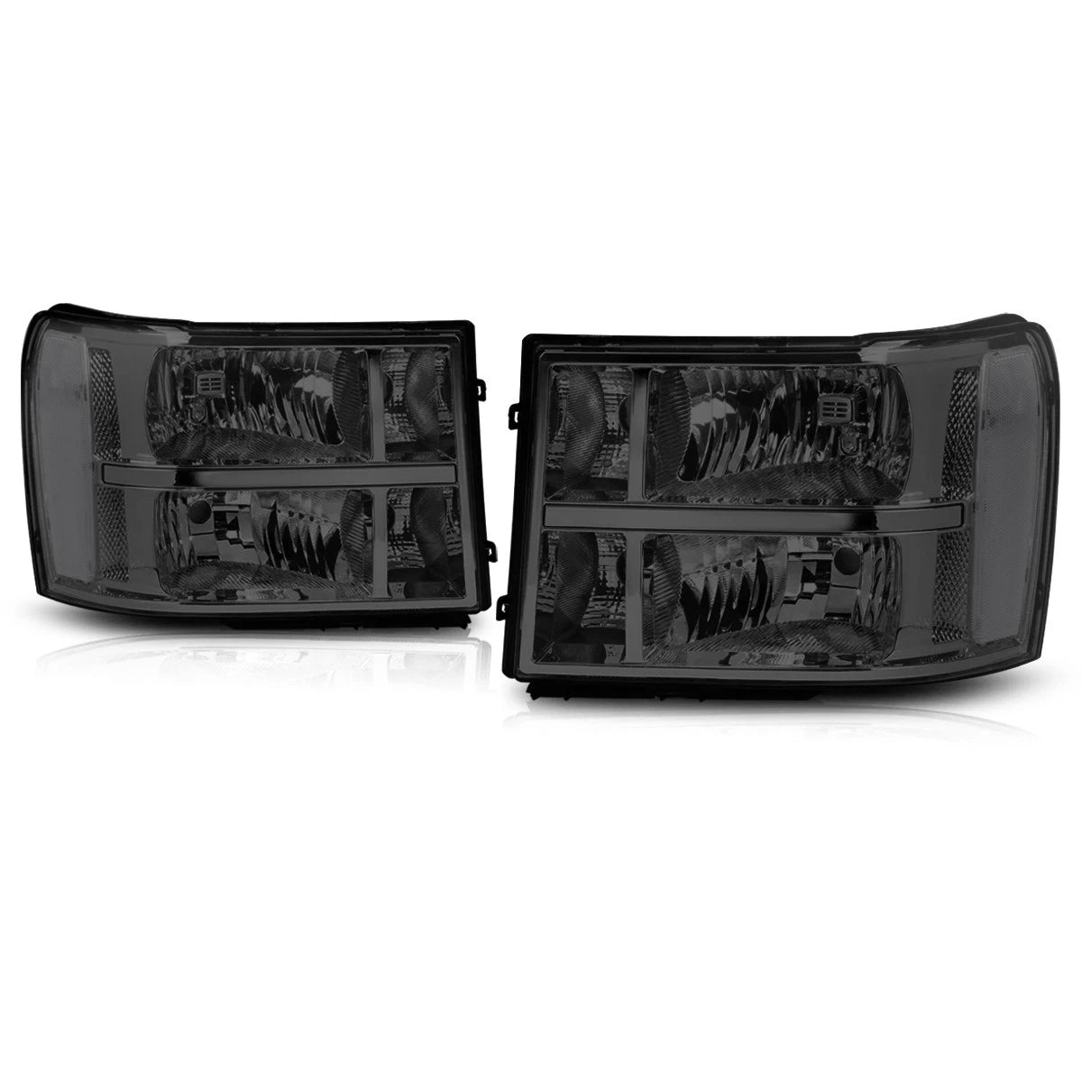 Headlights for GMC Sierra 1500-3500 (2007–2014) Smoked Housing Clear Corner