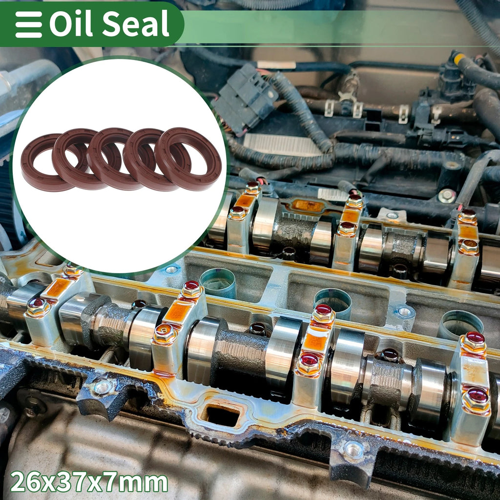 Set of 5 Oil Seal Rotary Shaft Seal FKM Rubber 26x37x7mm
