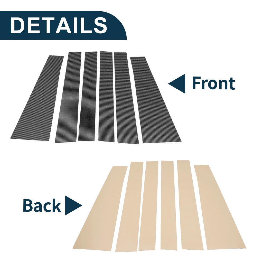 6 Pcs Door Pillar Window Trim for Toyota Sienna (2011–2020) Carbon Fiber Black