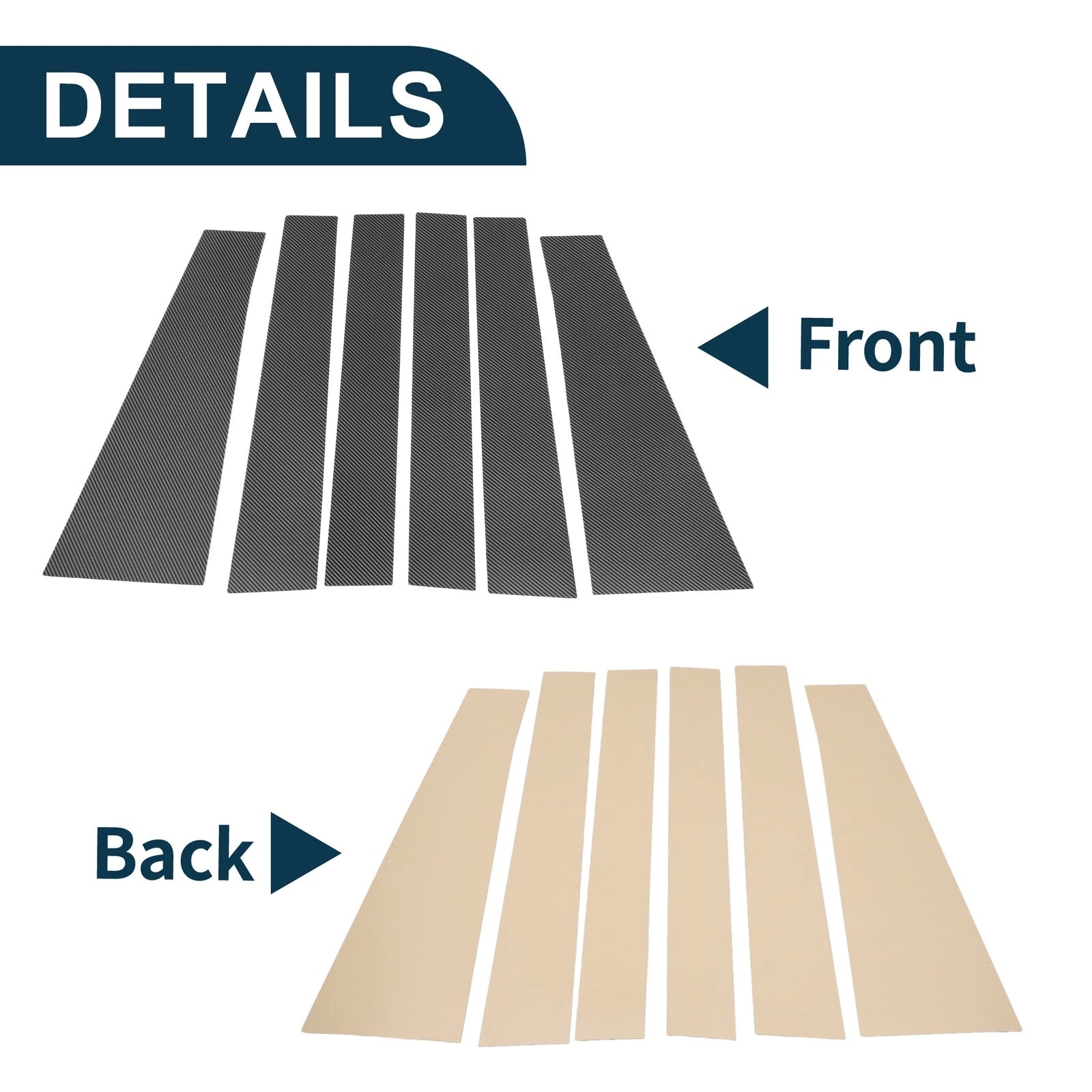 6 Pcs Door Pillar Window Trim for Toyota Sienna (2011–2020) Carbon Fiber Black