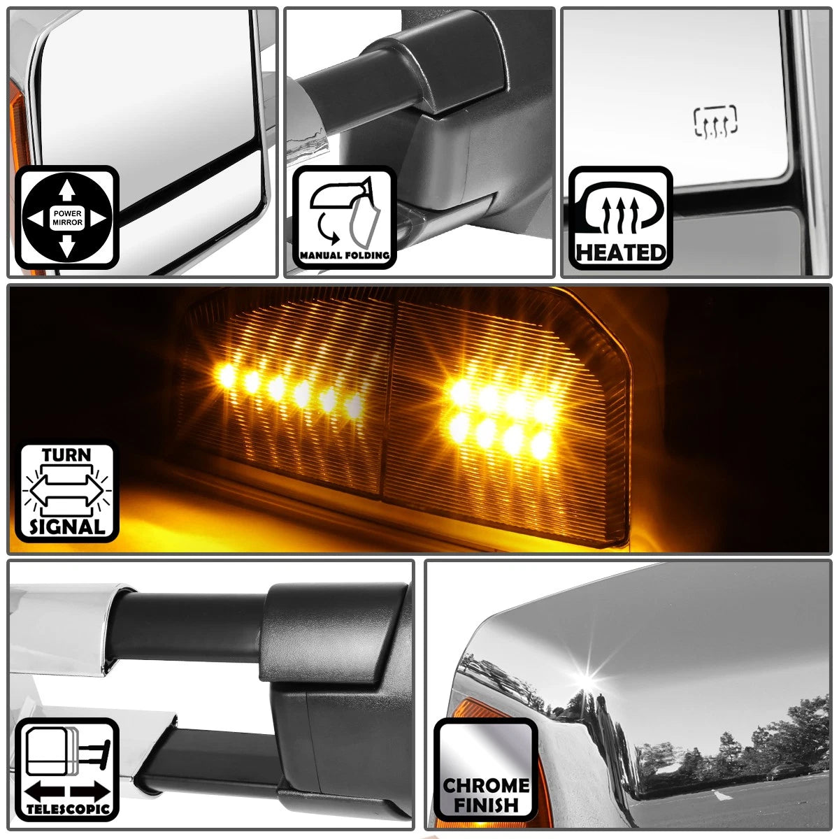Power Adjustment Heated LED Turn Signal Towing Mirror for Toyota Tundra (2007–2016)