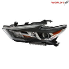 LH Headlight for Nissan Maxima (2016–2018) Black Halogen with LED DRL