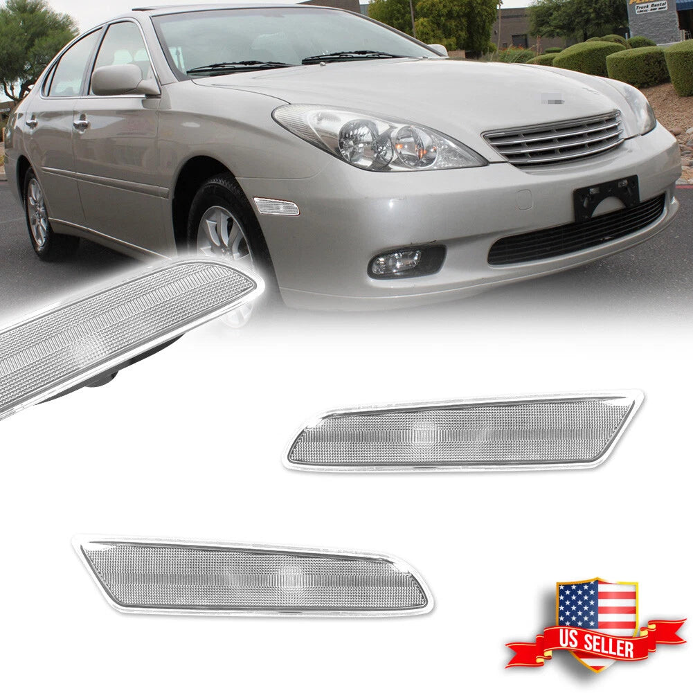 2X Clear Lens Front Side Marker Lights for Lexus ES300 (2002–2003) & ES330 (2004–2006)