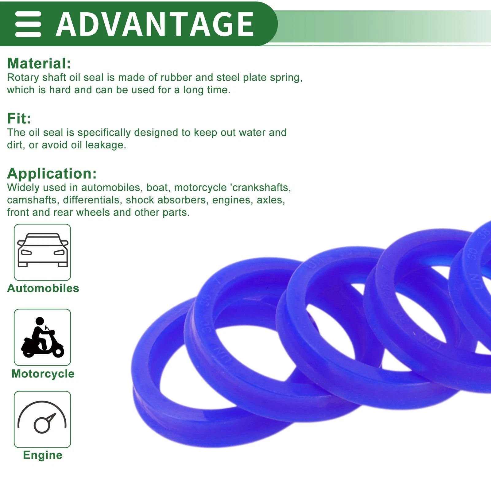 Set of 5 Oil Seal Rotary Shaft Seal 30x38x7mm for Various Models