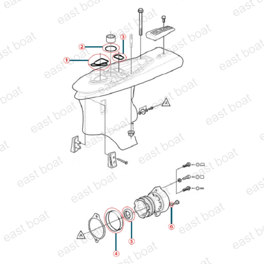 Lower Unit Seal Kit with Oil Seal for Volvo Penta DPS SX (FWD TSK, 3888821)