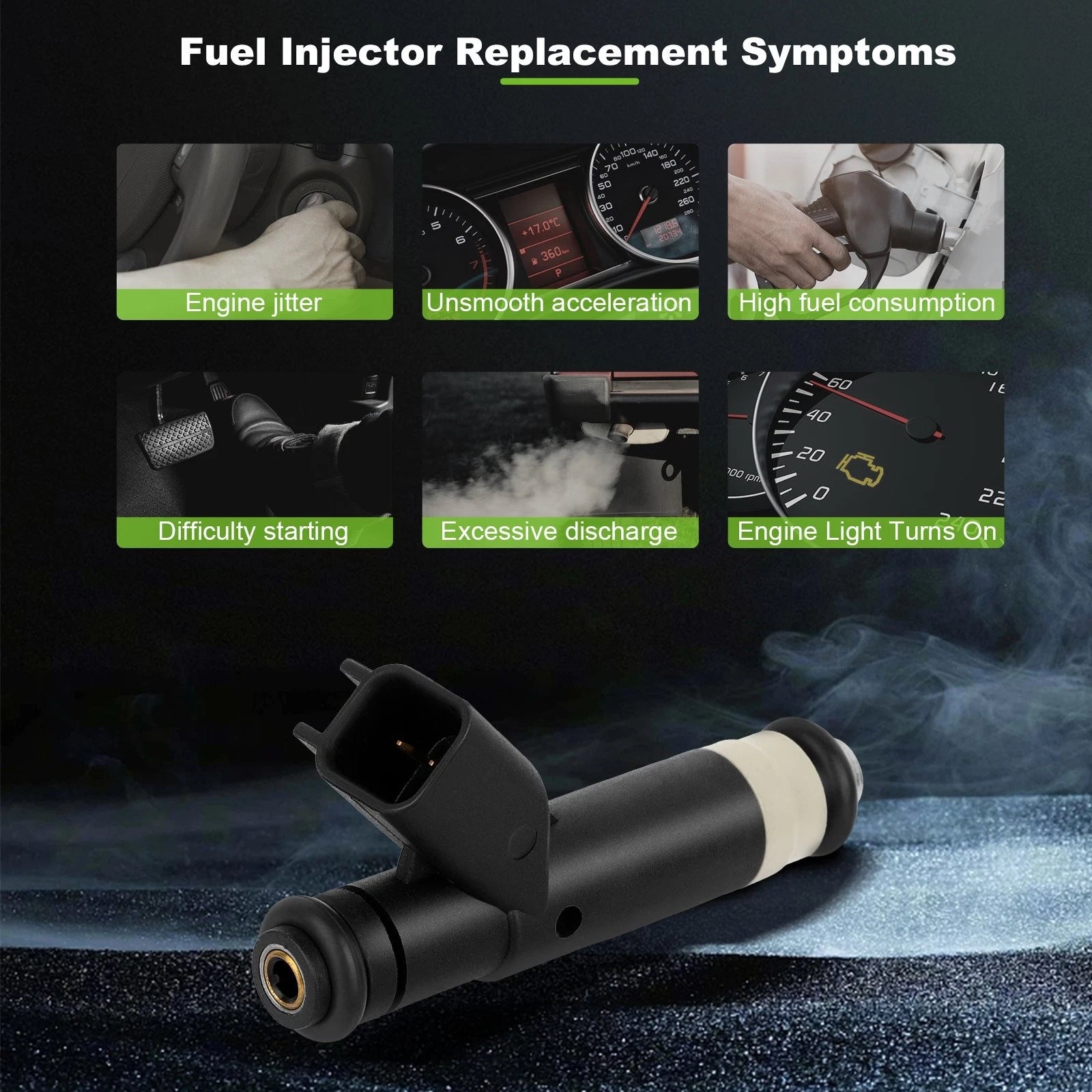 Set of 8 Fuel Injectors for Ford F-150 2004-2008, E-150/E-250 2004-2009