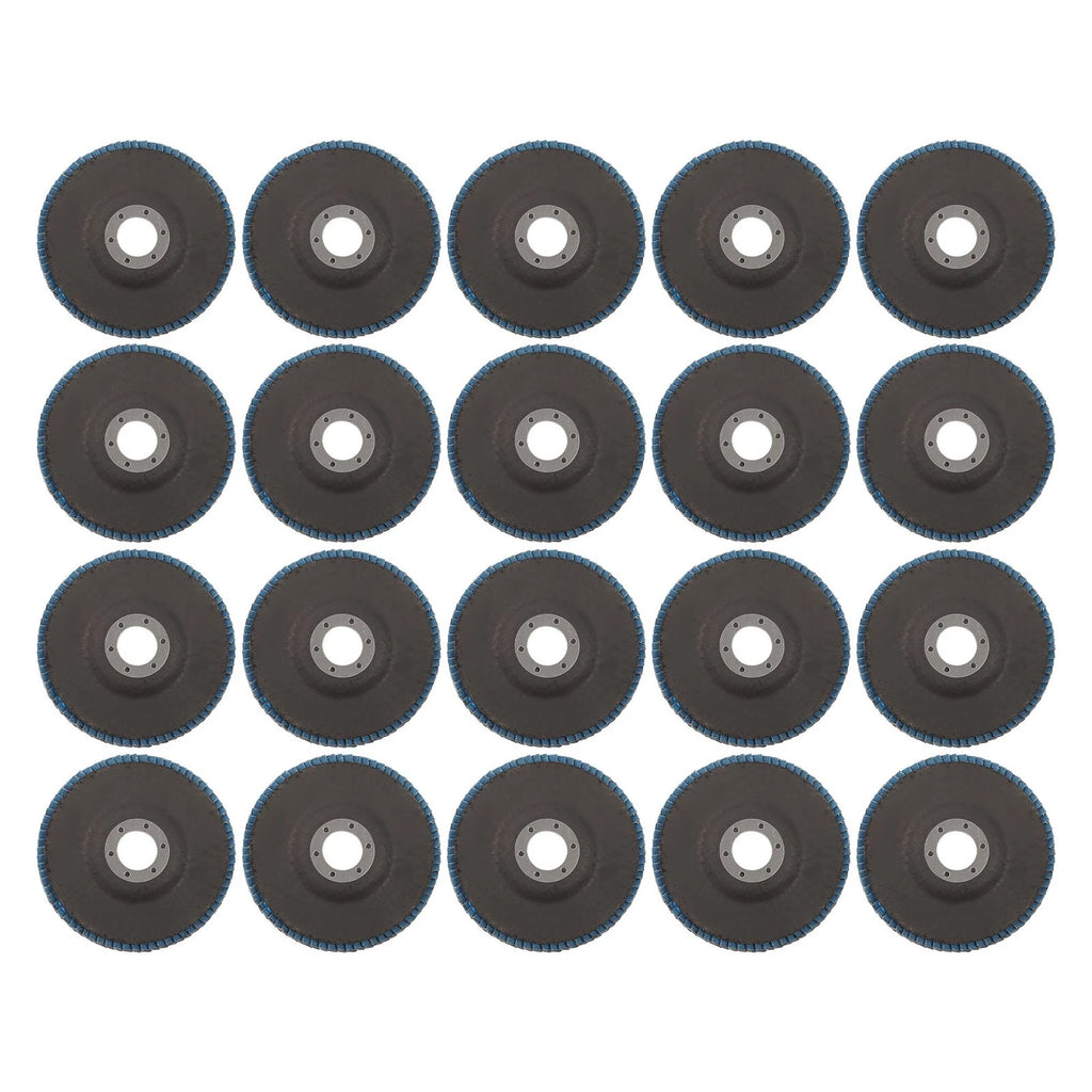 Set of 20 Zirconium Flap Discs 40 Grit for Angle Grinder (5" x 7/8")